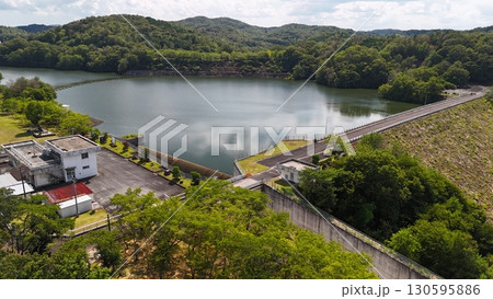 広島県世羅郡世羅町【目谷ダム】_ドローン空撮_ HSGMETAD_No10 広島県世羅郡世羅町【目谷ダム】_ドローン空撮_ HSGMETAD_No10 130595886