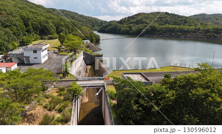広島県世羅郡世羅町【目谷ダム】_ドローン空撮_ HSGMETAD_No03 広島県世羅郡世羅町【目谷ダム】_ドローン空撮_ HSGMETAD_No03 130596012