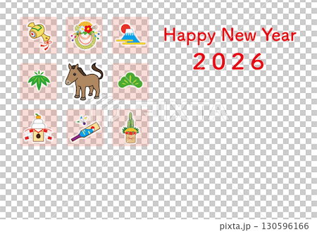 2026年年新年賀卡模板（英文） 130596166