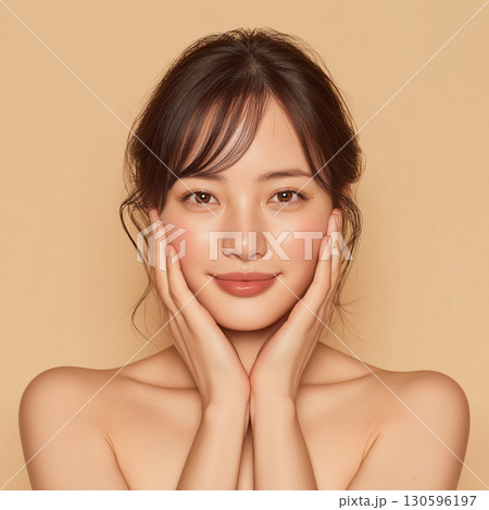 素肌の美しさを表現する女性の美容ポートレート「生成AI」 130596197