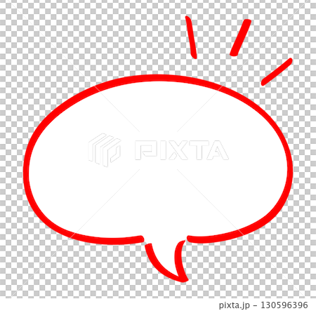 A simple speech bubble illustration drawn with a red line 130596396