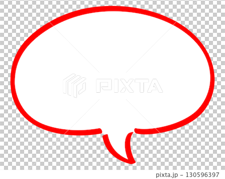 A simple speech bubble illustration drawn with a red line 130596397