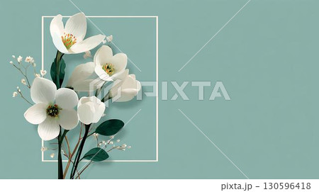 spring blossom flowers blooming on a blue background spring blossom flowers blooming on a blue background 130596418