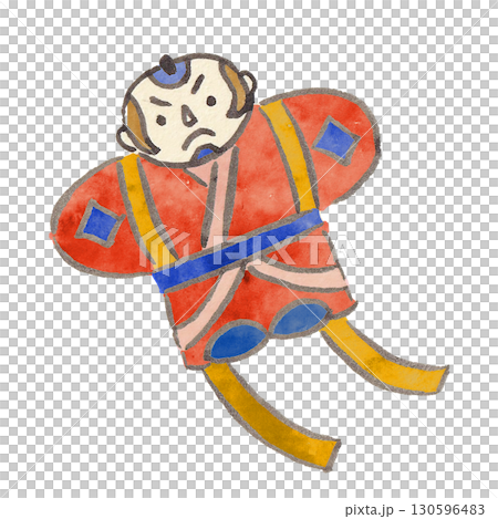 筆と墨で描いた奴凧のイラスト 130596483