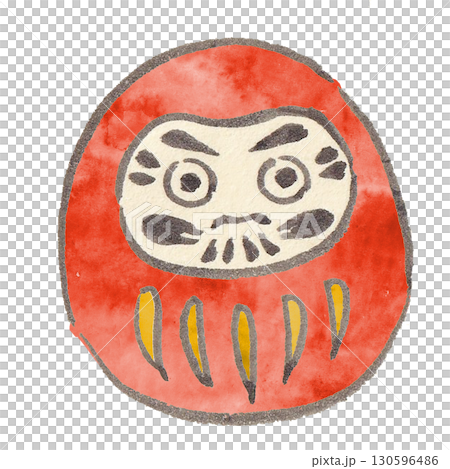 筆と墨で描いただるまのイラスト 130596486
