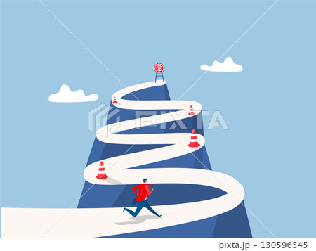 Avoid pitfall Planning and obstacle avoidance concept, business failure, skill and creativity to solve problem  with many pitfalls to achieve  leading to the top of a mountain. vector 130596545