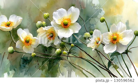 watercolor painting of wild flowers 130596562