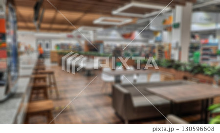 Abstract blur of the cafe hall. Creative theme with background blur and bokeh. 130596608