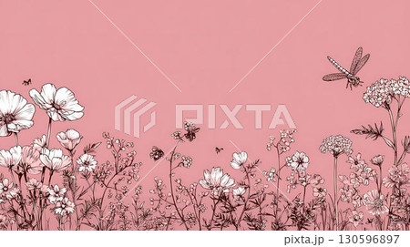 tulips on a pink background 130596897