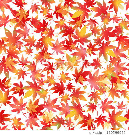 紅葉シームレスパターン　秋色グラデーション 130596953