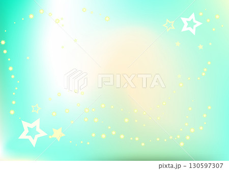 星空と天の河・グラデーション背景イラスト淡いブルーグリーン系 130597307