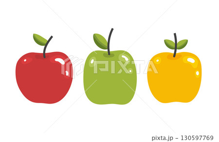 Red yellow green apple set isolated on white background vector illustration 130597769