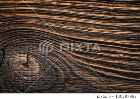 Old wood textured background. Dark driftwood surface, burnt wood brushing, macro brown floor 130597965