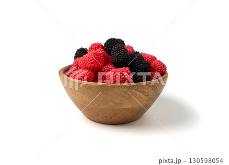 Gummy berries, chewy raspberries or jelly blackberries, gelatin candies fruit marmalade Gummy berries, chewy raspberries or jelly blackberries, gelatin candies fruit marmalade 130598054