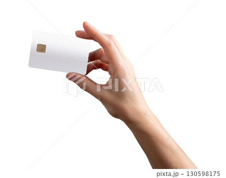 Pay gesture. Hand showing bankcard, shopping and cashback idea, credit income, handle of financial 130598175