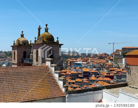 Porto cityscape panorama viewpoint, scenic urban skyline, historical colonial buildings, tiled red 130598180