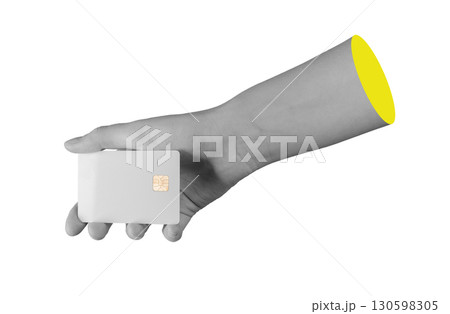 holding electronic payment card, isolated on white.. holding electronic payment card, isolated on white.. 130598305