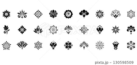 Flower icons set. Isolated elements for design. Vector graphics. Flower icons set. Isolated elements for design. Vector graphics. 130598509