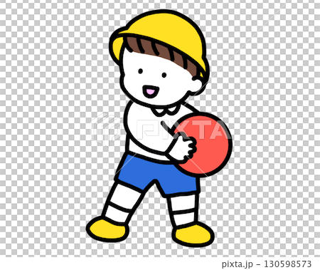 Smiling boy playing with a ball 130598573