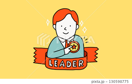胸に大きなバッヂを付けたリーダーのイラスト 胸に大きなバッヂを付けたリーダーのイラスト 130598775