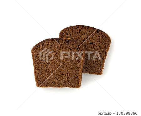 Black rye bread isolated, dark brown sliced loaf, sourdough borodinsky rugbrod square slices Black rye bread isolated, dark brown sliced loaf, sourdough borodinsky rugbrod square slices 130598860