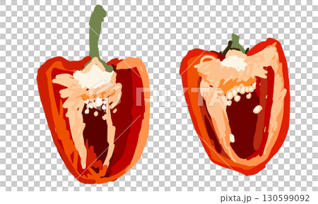 Roughly hand-drawn illustration of red paprika 130599092