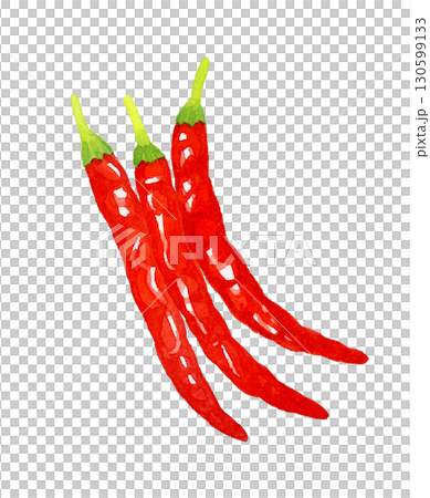 一組紅辣椒-蔬菜和調味品的手繪水彩插圖 130599133