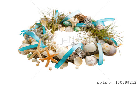 Autumn wreath with Halloween decor, created AI, PNG 130599212