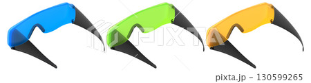 Protective safety plastic glasses with black frames isolated on white background with clipping path. 130599265