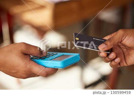 Credit card, hands and payment on pos machine for fintech, banking or ecommerce. Digital technology, point of sales and man or customer buying, paying or tap on device for retail shopping or b2c. Credit card, hands and payment on pos machine for fintech, banking or ecommerce. Digital technology, point of sales and man or customer buying, paying or tap on device for retail shopping or b2c. 130599459