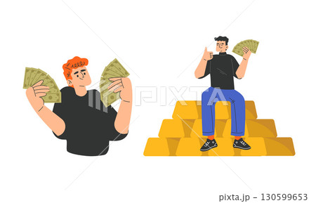 Illustrations Representing Wealth and Prosperity in Various Forms and Dimensions 130599653