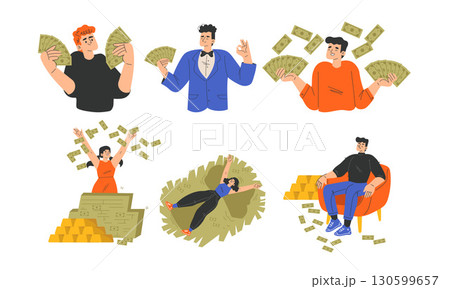 Wealth and Success Beautiful Illustrations Representing Financial Prosperity and Abundance 130599657