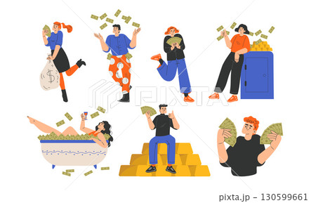 Illustrations related to Money and Wealth, focusing on concepts of Financial Growth 130599661