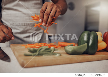Man hands, vegetables and cooking in kitchen for healthy nutrition, food diet and organic salad meal. Young male, chef hand and green vitamins lifestyle or cook dinner on kitchen counter in home Man hands, vegetables and cooking in kitchen for healthy nutrition, food diet and organic salad meal. Young male, chef hand and green vitamins lifestyle or cook dinner on kitchen counter in home 130599696