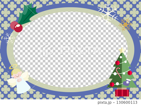 楕円型クリスマスフレーム背景 イラスト素材 130600113
