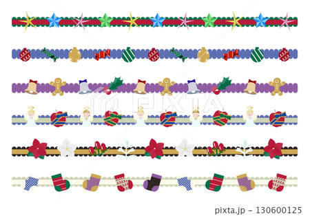 クリスマス横ライン飾りセット イラスト素材 130600125