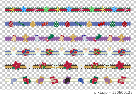 クリスマス横ライン飾りセット イラスト素材 130600125