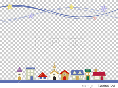 Christmas town and starry sky frame background illustration Christmas town and starry sky frame background illustration 130600128
