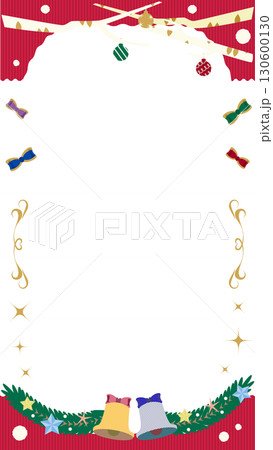 縦型クリスマスフレーム背景 イラスト素材 縦型クリスマスフレーム背景 イラスト素材 130600130