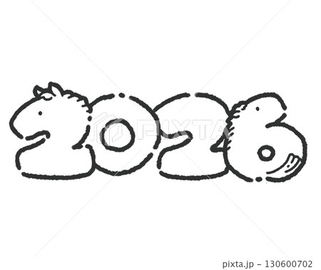 2026年午年の手書きロゴ 130600702