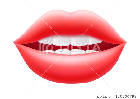 Sexy juicy lips in vibrant color isolated on white background. Perfect for beauty, makeup, and fashion concepts. Woman's kiss, a smile. Glossy and glamorous look. 3D realistic vector illustration. Sexy juicy lips in vibrant color isolated on white background. Perfect for beauty, makeup, and fashion concepts. Woman's kiss, a smile. Glossy and glamorous look. 3D realistic vector illustration. 130600795
