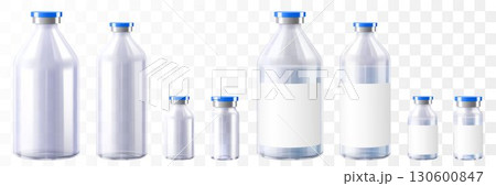 Transparent glass bottles for injections mockup. Vector illustration isolated on white background. Can be use for medicine, cosmetic and other. Ready for your design. EPS10. Realistic 3d vector Transparent glass bottles for injections mockup. Vector illustration isolated on white background. Can be use for medicine, cosmetic and other. Ready for your design. EPS10. Realistic 3d vector 130600847
