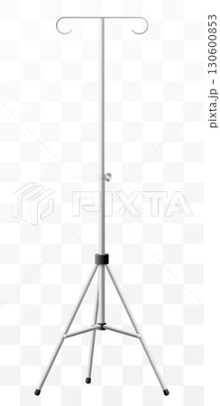 Hospital IV Stand - Medical Infusion Pole with Hooks isolated on transparent background. IV Blood Bag Dropper Stand. Laboratory equipment for blood transfusion. Realistic 3d Vector Illustration 130600853