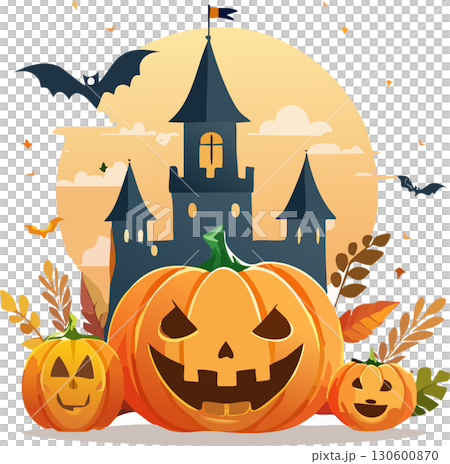 ハロウィン（城,屋敷,カボチャ,お化け,コウモリ） 130600870