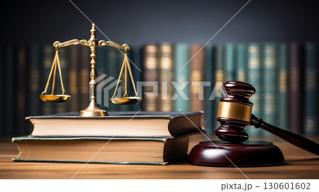 Scales of justice and judge's gavel on the lawyer's desk office 130601602