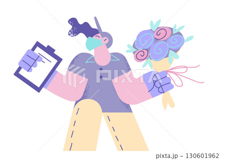 Flowers delivery, courier concept 130601962