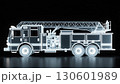 消防車・ハシゴ車のレントゲン写真、モノクロ 130601989