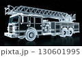 消防車・ハシゴ車のレントゲン写真、モノクロ 130601995