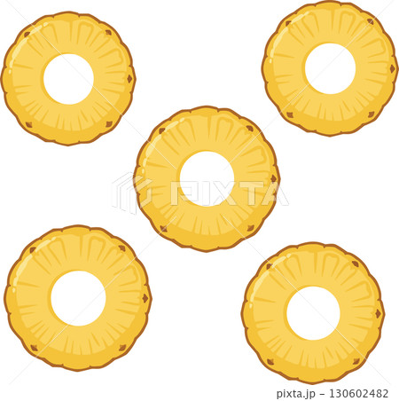 トロピカルフルーツパイナップルの輪切りのベクターイラスト 130602482