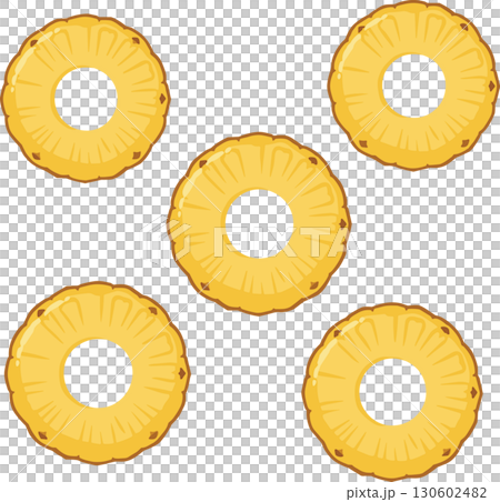 トロピカルフルーツパイナップルの輪切りのベクターイラスト 130602482